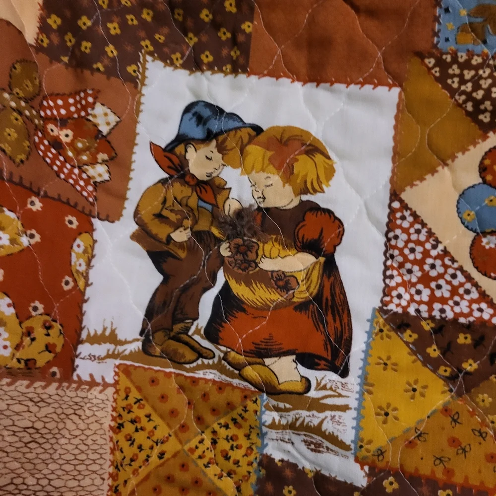 Vintage Hand Crafted Cottagecore Country Granny Patchwork  Quilt